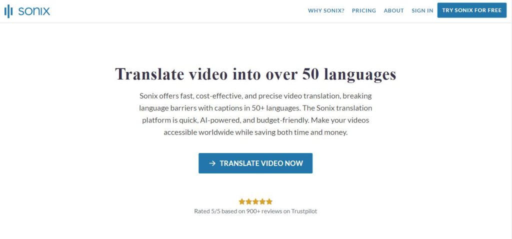 sonix - best AI video translator - Review by Picturetranslate.com